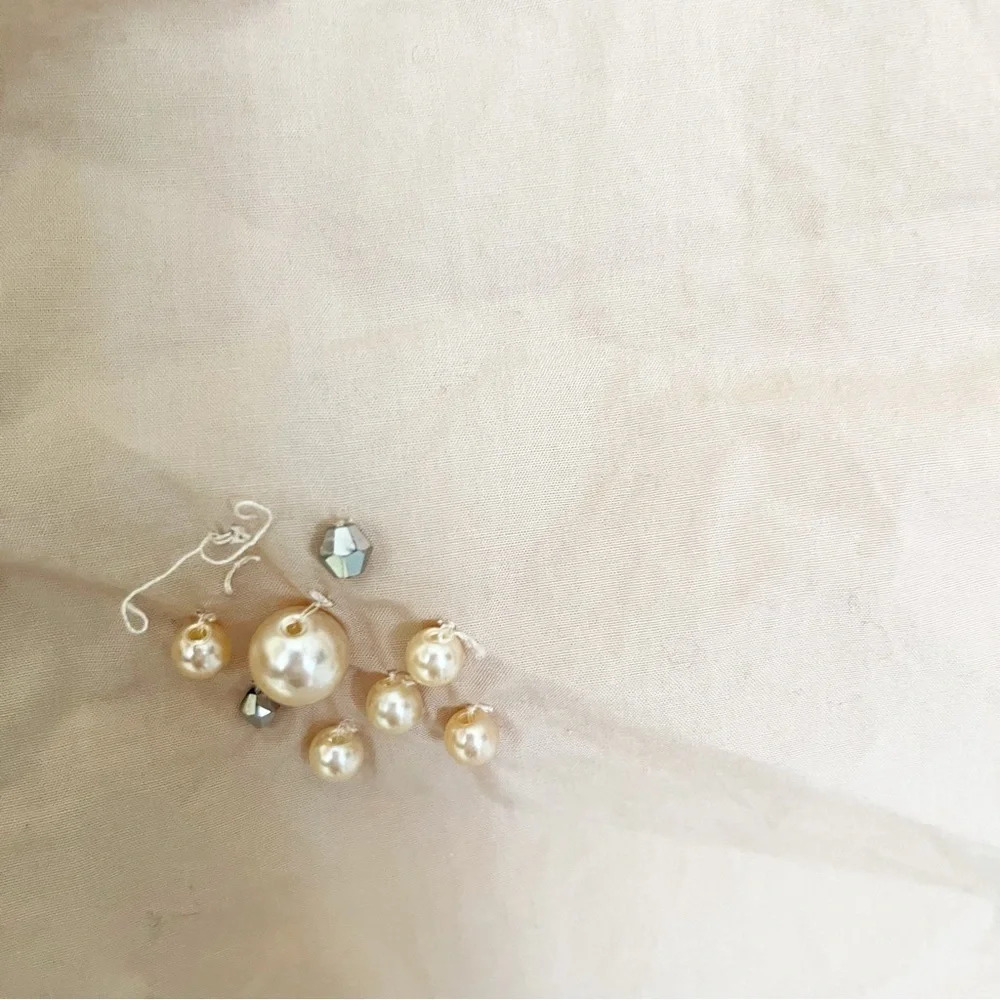 Anthropologie Maeve Bennet Button Shirt Pearl Embellished Art Deco Tan Medium - Picture 8 of 11